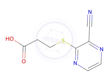 Chemical structure of 3-((3-Cyanopyrazin-2-yl)thio)propanoic acid