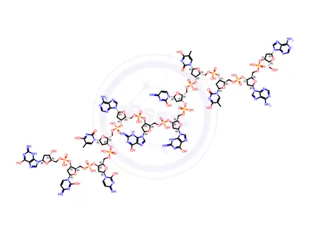 Chemical structure of Guanosine, 2'-deoxyadenylyl-(3'->5')-2'-deoxyadenylyl-(3'->5')-thymidylyl-(3'->5')-thymidylyl-(3'->5')-2'-deoxycytidylyl-(3'->5')-2'-deoxyguanylyl-(3'->5')-2'-deoxyguanylyl-(3'->5')-2'-deoxyadenylyl-(3'->5')-thymidylyl-(3'->5')-2'-deoxycyti