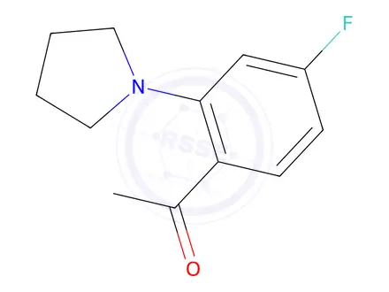 Chemical structure of 1-[4-fluoro-2-(pyrrolidin-1-yl)phenyl]ethan-1-one