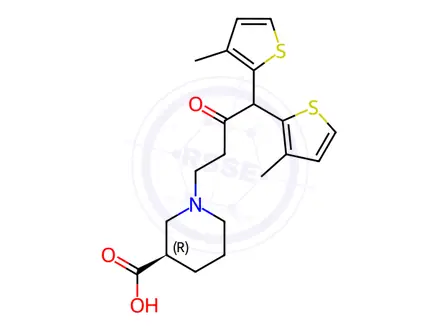 Chemical structure of (R)-1-[4,4-Bis(3-methyl-2-thienyl)-3-oxybutyl]-3-Piperidine Carboxylic Acid