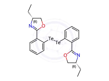 Chemical structure of Oxazole, 2,2′-(ditellurodi-2,1-phenylene)bis[4-ethyl-4,5-dihydro-, (4R,4′R)-