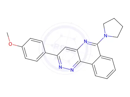 Chemical structure of 3-(4-Methoxyphenyl)-6-(pyrrolidin-1-yl)pyridazino[4,3-c]isoquinoline