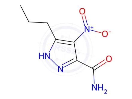 Chemical structure of 4-Nitro-3-propyl-1H-pyrazole-5-carboxamide