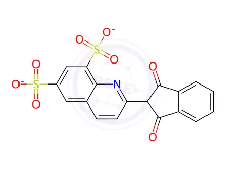 Chemical structure of Quinoline yellow (E104) in water