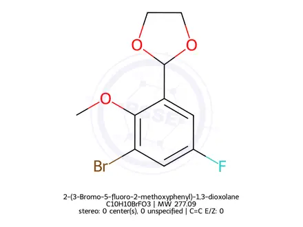 Chemical structure of 2-(3-Bromo-5-fluoro-2-methoxyphenyl)-1,3-dioxolane