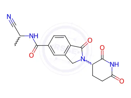 Chemical structure of N-(1-cyanoethyl)-2-(2,6-dioxo-3-piperidyl)-1-oxo-isoindoline-5-carboxamide