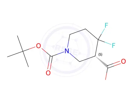 Chemical structure of (S)-1-(tert-Butoxycarbonyl)-4,4-difluoropiperidine-3-carboxylic acid