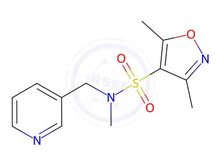 Chemical structure of N,3,5-trimethyl-N-(pyridin-3-ylmethyl)isoxazole-4-sulfonamide