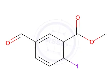 Chemical structure of Benzoic acid, 5-formyl-2-iodo-, methyl ester