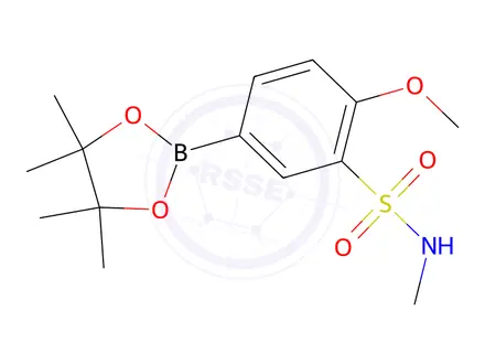 Chemical structure of 2-Methoxy-N-methyl-5-(4,4,5,5-tetramethyl-1,3,2-dioxaborolan-2-yl)benzene sulfonamide