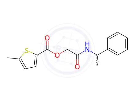 Chemical structure of 2-Oxo-2-((1-phenylethyl)amino)ethyl 5-methylthiophene-2-carboxylate