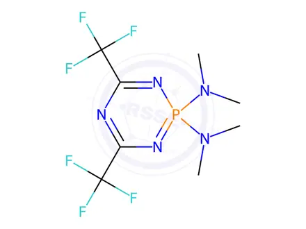 Chemical structure of N,N,N',N'-tetramethyl-4,6-bis(trifluoromethyl)-1,3,5,2λ5-triazaphosphinine-2,2-diamine