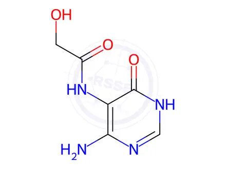 Chemical structure of N-(4-amino-6-oxo-1,6-dihydropyrimidin-5-yl)-2-hydroxyacetamide