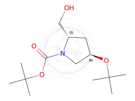 Chemical structure of tert-Butyl (2S,4R)-4-(tert-butoxy)-2-(hydroxymethyl)pyrrolidine-1-carboxylate