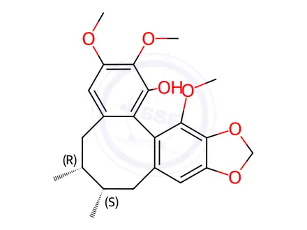 Chemical structure of Benzo(3,4)cycloocta(1,2-f)(1,3)benzodioxol-1-ol, 5,6,7,8-tetrahydro-2, 3,13-trimethoxy-6,7-dimethyl-, stereoisomer