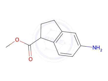 Chemical structure of 1H-Indene-1-carboxylic acid, 5-amino-2,3-dihydro-, methylester