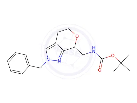 Chemical structure of tert-butyl ((2-benzyl-2,4,5,7-tetrahydropyrano[3,4-c]pyrazol-7-yl)methyl)carbamate