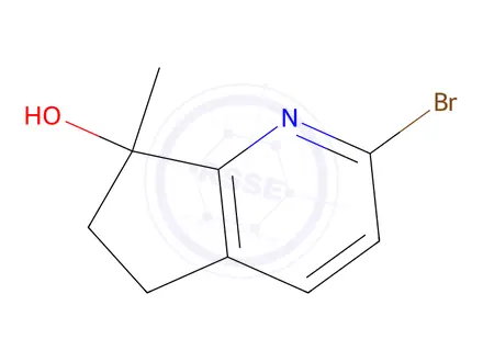 Chemical structure of 2-Bromo-7-methyl-6,7-dihydro-5H-cyclopenta[b]pyridin-7-ol