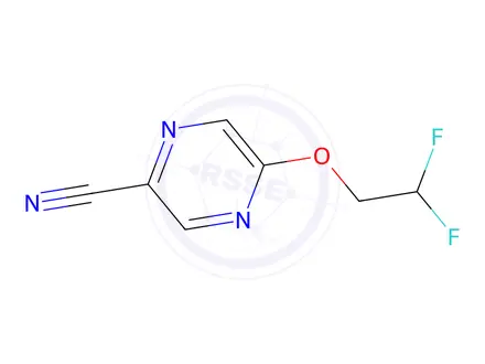 Chemical structure of 5-(2,2-difluoroethoxy)pyrazine-2-carbonitrile