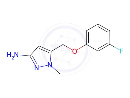 Chemical structure of 5-[(3-fluorophenoxy)methyl]-1-methyl-1H-pyrazol-3-amine