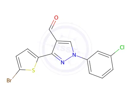 Chemical structure of 3-(5-Bromothiophen-2-yl)-1-(3-chlorophenyl)-1H-pyrazole-4-carbaldehyde