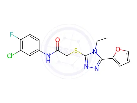 Chemical structure of N-(3-Chloro-4-fluorophenyl)-2-((4-ethyl-5-(furan-2-yl)-4H-1,2,4-triazol-3-yl)thio)acetamide