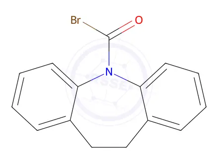 Chemical structure of 10,11-Dihydro-5H-dibenzo[b,f]azepine-5-carbonyl bromide