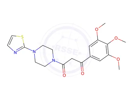 Chemical structure of 1-(2-Thiazolyl)-4-[3-(3,4,5-trimethoxyphenyl)-1,3-dioxopropyl]piperazine