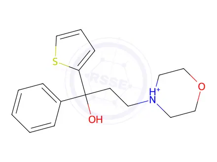 Chemical structure of {4-[3-hydroxy-3-phenyl-3-(2-thienyl)-propyl]morpholinium}