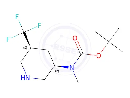 Chemical structure of Tert-butyl methyl((3R,5S)-5-(trifluoromethyl)piperidin-3-yl)carbamate