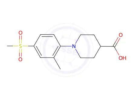 Chemical structure of 1-[(2-Methyl-4-methylsulfonyl)phenyl]piperidine-4-carboxylic acid