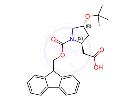 Chemical structure of [(2S,4R)-4-tert-Butoxy-1-{[(9H-fluoren-9-yl)methoxy]carbonyl}pyrrolidin-2-yl]acetic acid