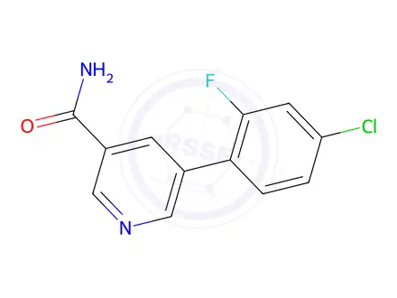 Chemical structure of 5-(4-Chloro-2-fluorophenyl)nicotinamide