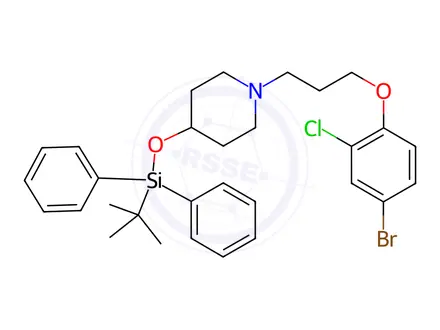 Chemical structure of 1-(3-(4-Bromo-2-chlorophenoxy)propyl)-4-((tert-butyldiphenylsilyl)oxy)piperidine