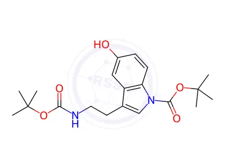 Chemical structure of N,N-Di-(tert-Butyloxycarbonyl)Serotonin