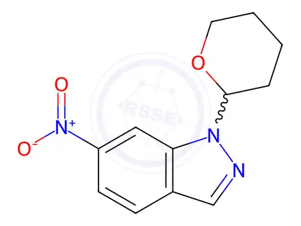 Chemical structure of 1-(tetrahydro-2H-pyran-2-yl)-6-nitro-1H-indazole