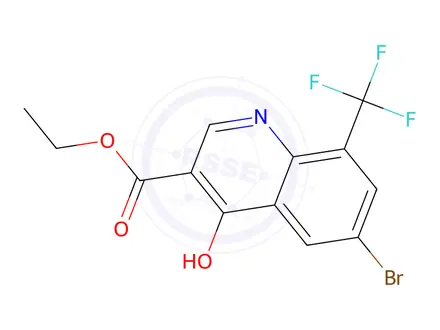 Chemical structure of Ethyl 6-bromo-4-hydroxy-8-(trifluoromethyl)quinoline-3-carboxylate
