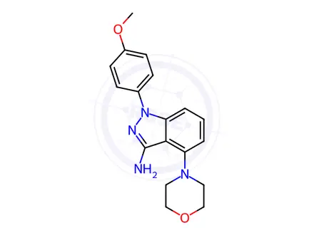Chemical structure of 1-(4-Methoxyphenyl)-4-(4-morpholinyl)-1H-indazol-3-amine