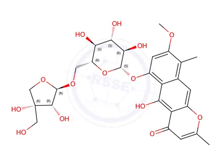 Chemical structure of quinquangulin-6-apiofuranosyl-(1-6)-glucopyranoside