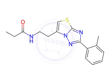 Chemical structure of N-(2-(2-(o-Tolyl)thiazolo[3,2-b][1,2,4]triazol-6-yl)ethyl)propionamide