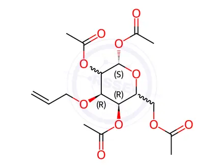 Chemical structure of (2S,3R,4S,5R,6R)-6-(Acetoxymethyl)-4-(allyloxy)tetrahydro-2H-pyran-2,3,5-triyl triacetate