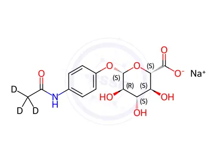 Chemical structure of 4-Acetamidophenyl ß-D-Glucuronide-d3 Sodium Salt