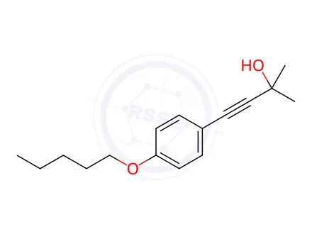 Chemical structure of 2-Methyl-4-(4-(pentyloxy)phenyl)but-3-yn-2-ol