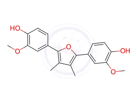 Chemical structure of 4,4'-(3,4-Dimethylfuran-2,5-diyl)bis(2-methoxyphenol)