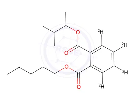 Chemical structure of n-Pentyl 3-Methyl-2-butyl Phthalate-d4