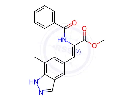 Chemical structure of methyl (Z)-2-benzamido-3-(7-methyl-1H-indazol-5-yl)acrylate