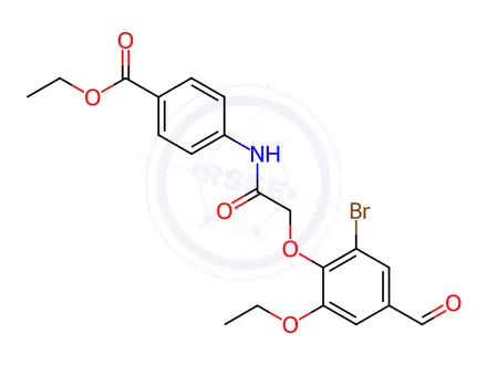 Chemical structure of Ethyl 4-(2-(2-bromo-6-ethoxy-4-formylphenoxy)acetamido)benzoate
