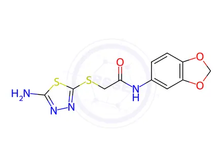 Chemical structure of 2-[(5-AMINO-1,3,4-THIADIAZOL-2-YL)THIO]-N-(1,3-BENZODIOXOL-5-YL)ACETAMIDE