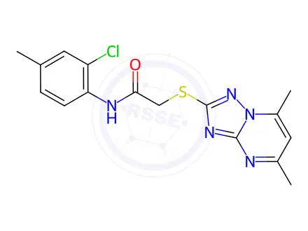 Chemical structure of Acetamide, N-(2-chloro-4-methylphenyl)-2-[(5,7-dimethyl[1,2,4]triazolo[1,5-a]pyrimidin-2-yl)thio]-