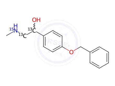 Chemical structure of 2-Methylamino-1-(4'-benzyloxyphenyl)phenyl)ethanol-13C2,15N